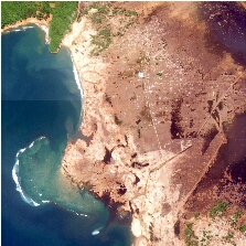 Satellite image of Aceh, Sumatra Island, Indonesia (After the 2004 Sumatra tsunami)